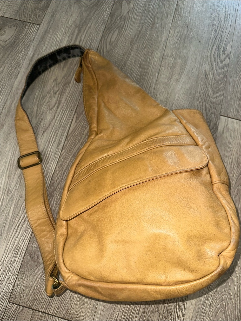 Ameribag Caramel Tan Leather Healthy
Crossbody Sling Bag Backpack Purse